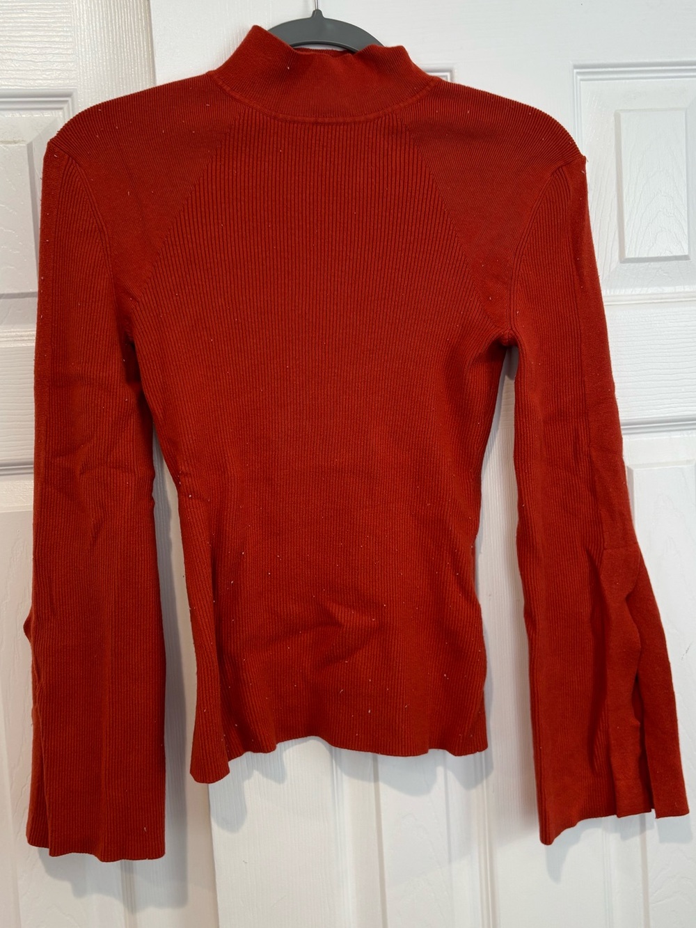 Banana Republic Women’s Rust Red Ribbed Mock Neck Long Sleeve Top